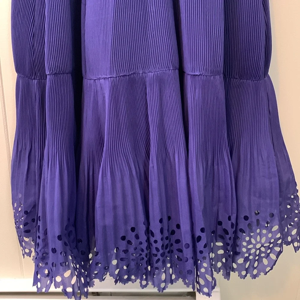 Zimmermann Laser Cut Purple Plisse Taffeta Midi Dress Size 0